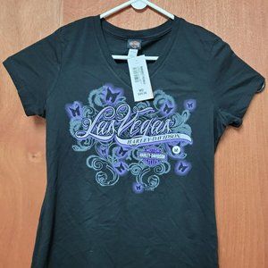 NWT Harley-Davidson  Las Vegas Medium Women's black and purple tee